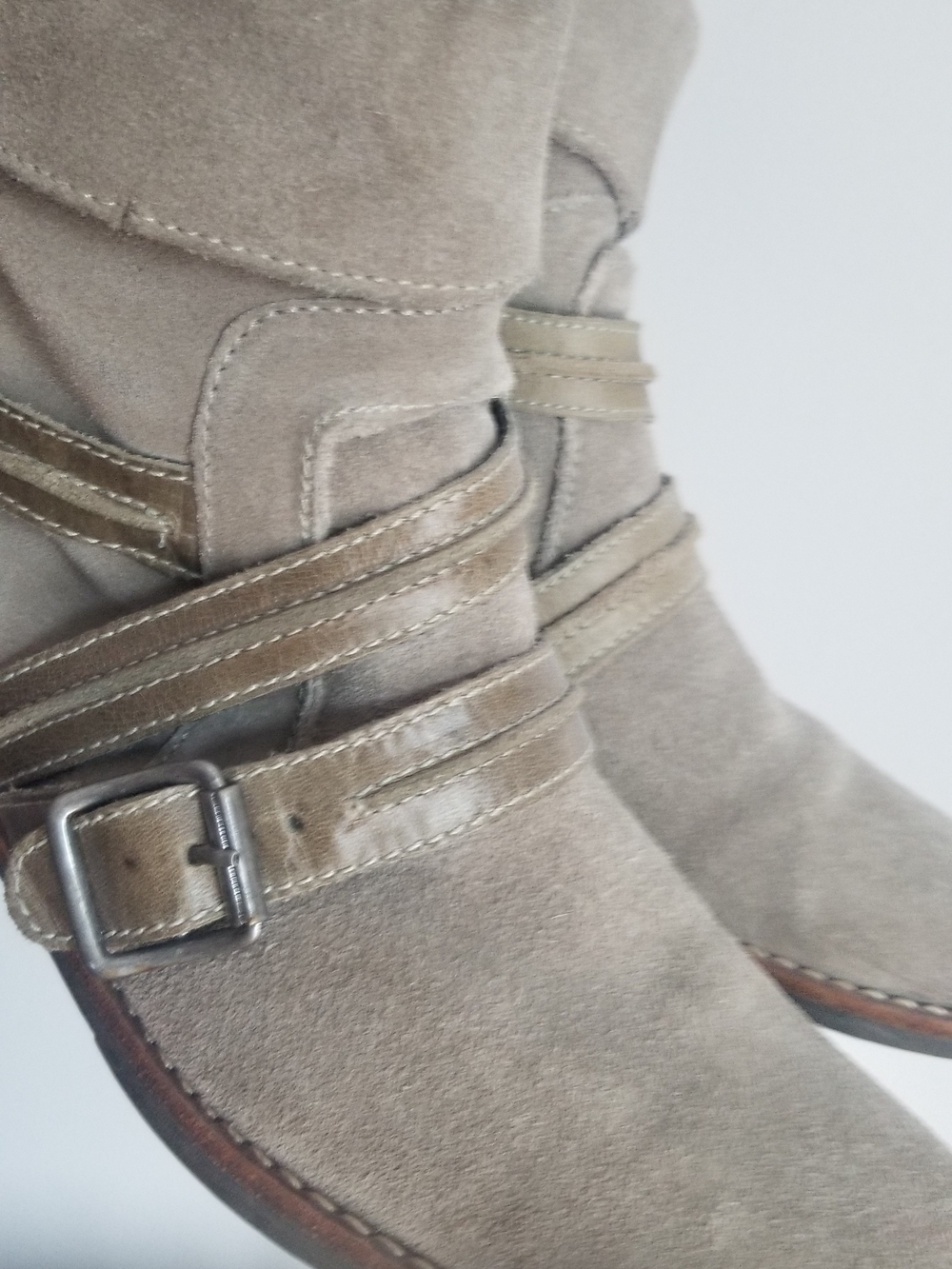 Matisse Olive Green Suede Ankle Boots with Strappy Buckle Detail